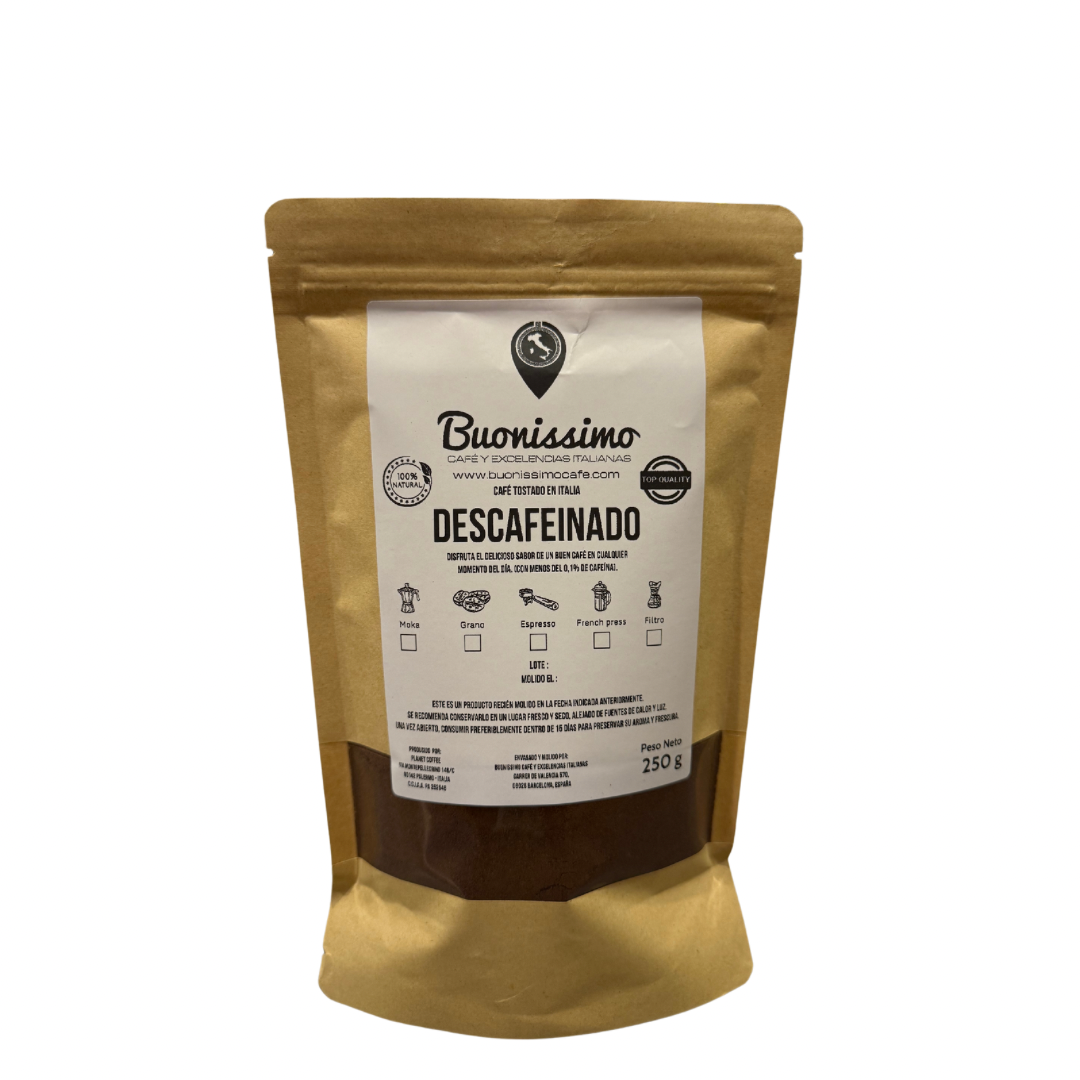 Café molido DESCAFEINADO 250 g Buonissimo Café