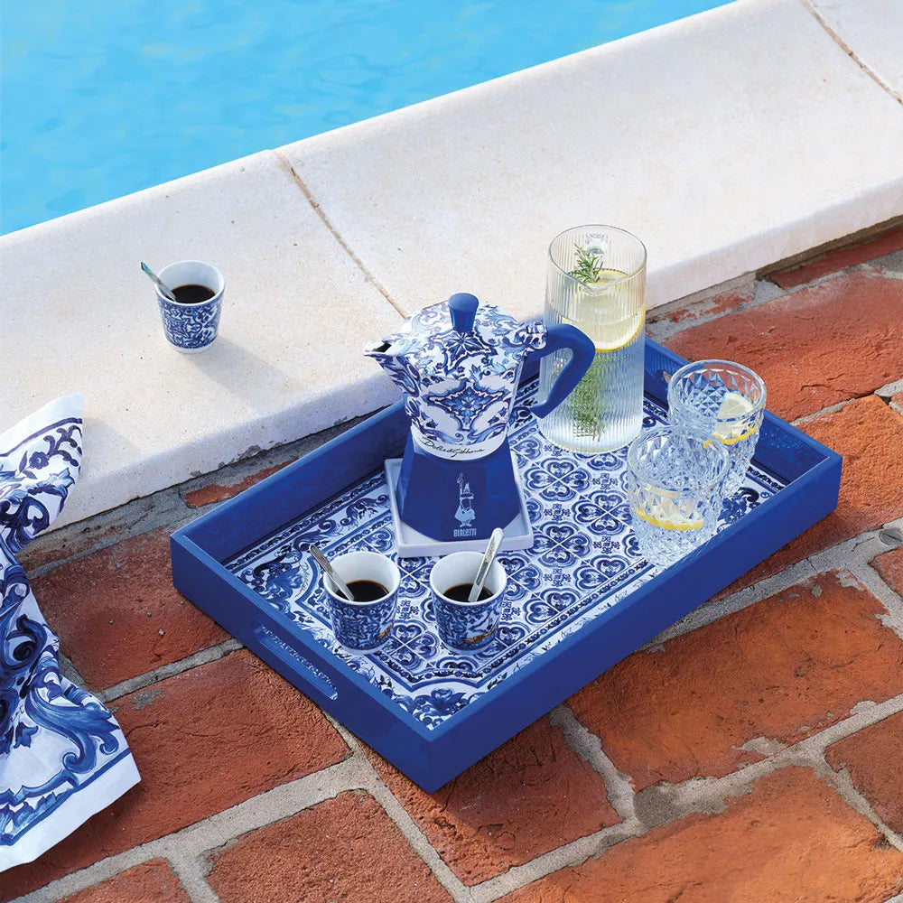 Set Moka Express 3 Tazas Blu Mediterraneo Bialetti Dolce&Gabbana