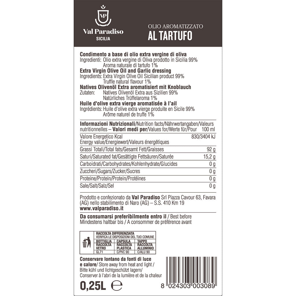 Olio EVO al Tartufo 250 ml