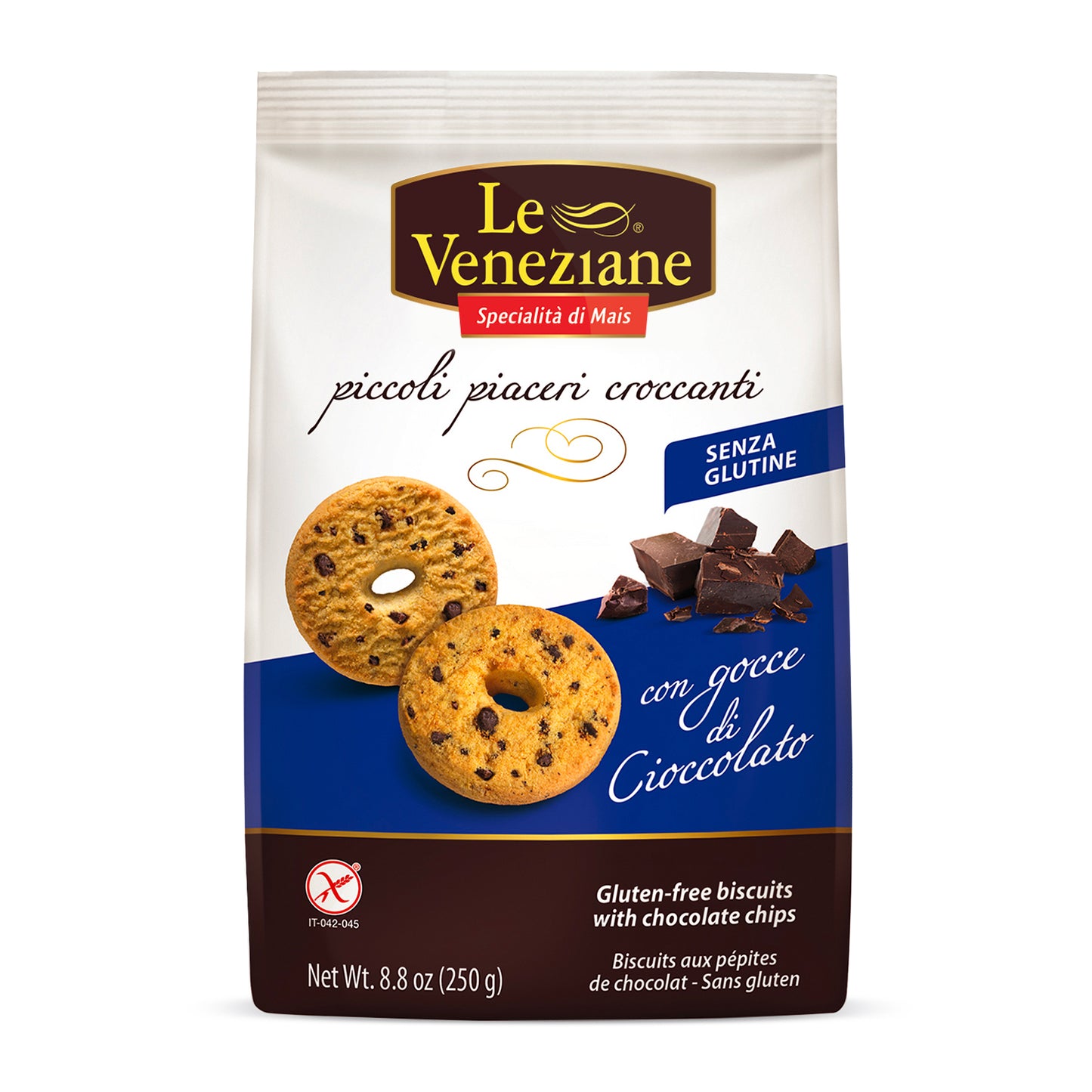Biscotti con gocce di cioccolato Le Veneziane 250 g SIN GLUTEN