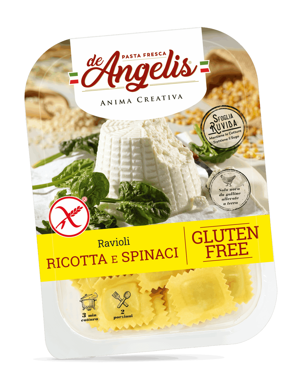 Ravioli con Ricotta e Spinaci 250g De Angelis GLUTEN FREE