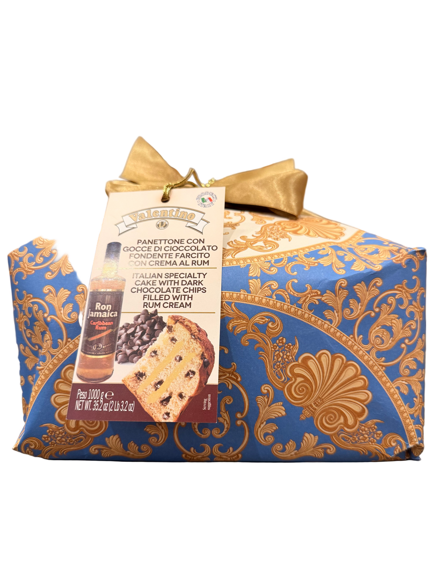 Panettone con gotas de chocolate negro y relleno con crema al Ron 1 kg
