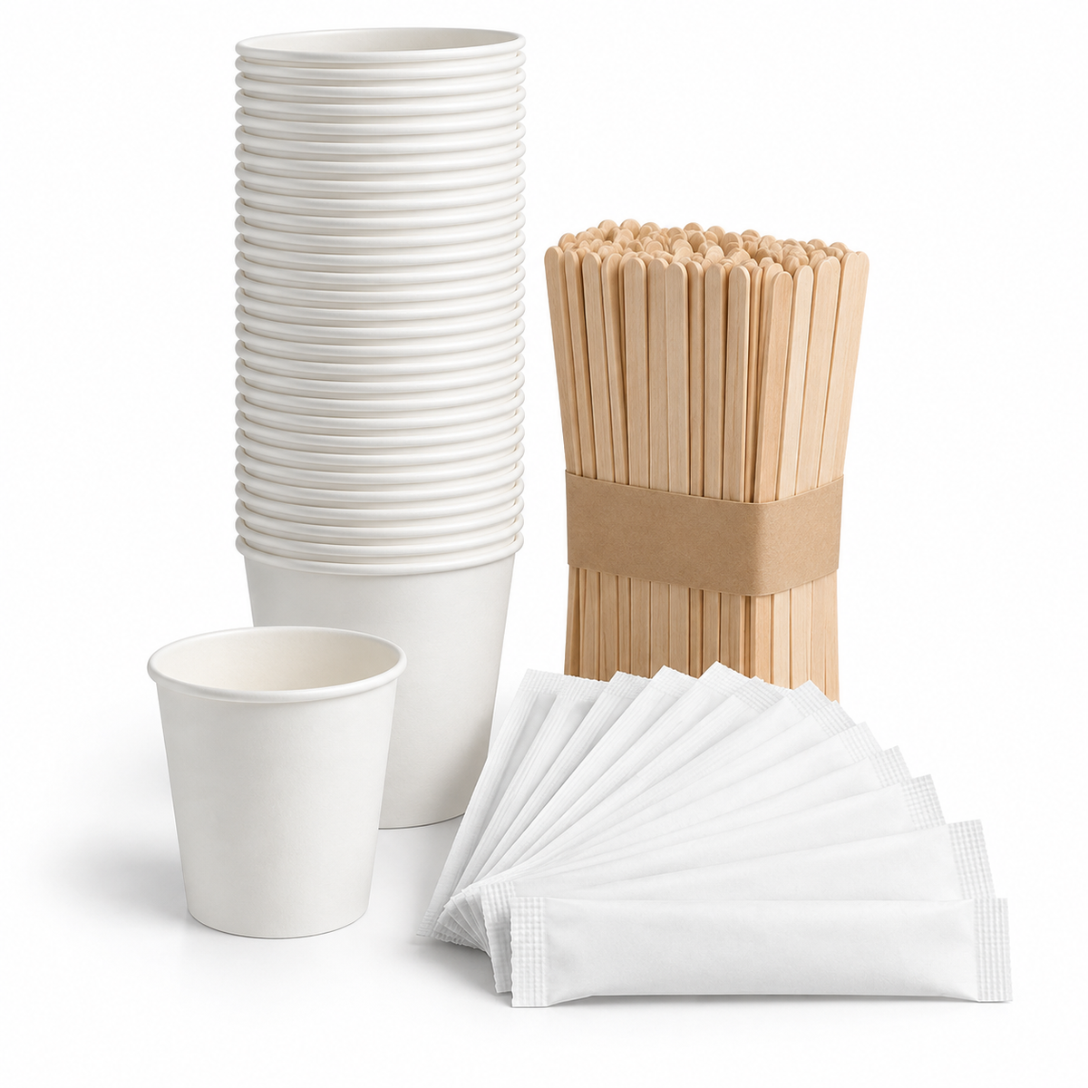 Kit Vasos, Palitos y Azúcar para Café