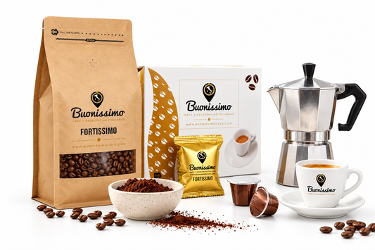 Cápsulas, café en grano y café molido al momento: frescura y sabor italiano en cada taza!