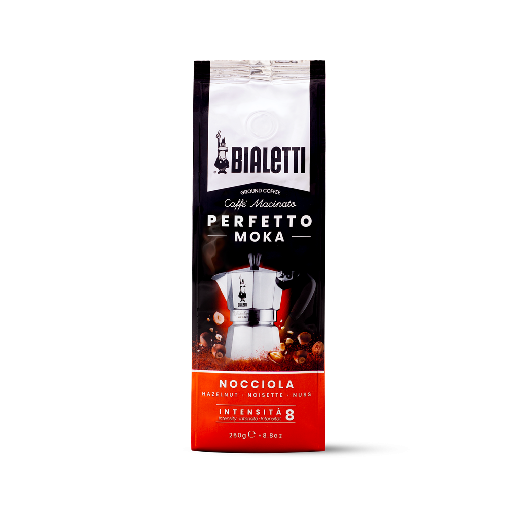 Café molido Perfetto Moka NOCCIOLA (Avellana) Bialetti 250 gr