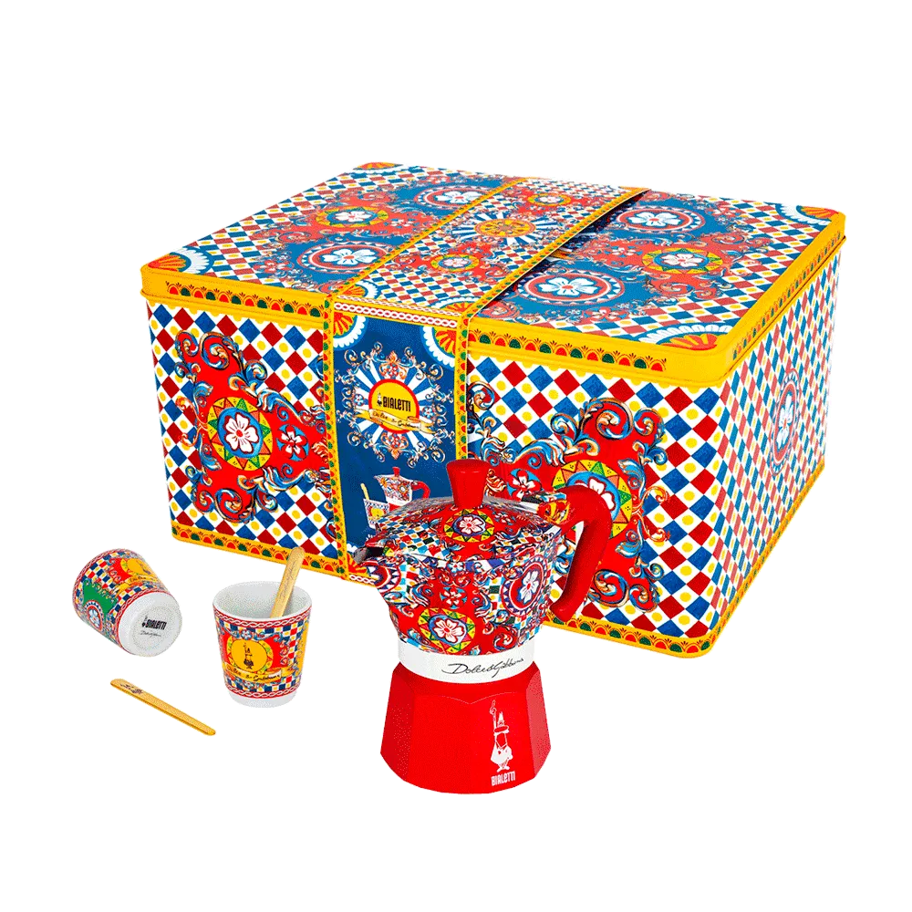 Set Moka Express Carretto Siciliano 2 tazas, Bialetti Dolce&Gabbana