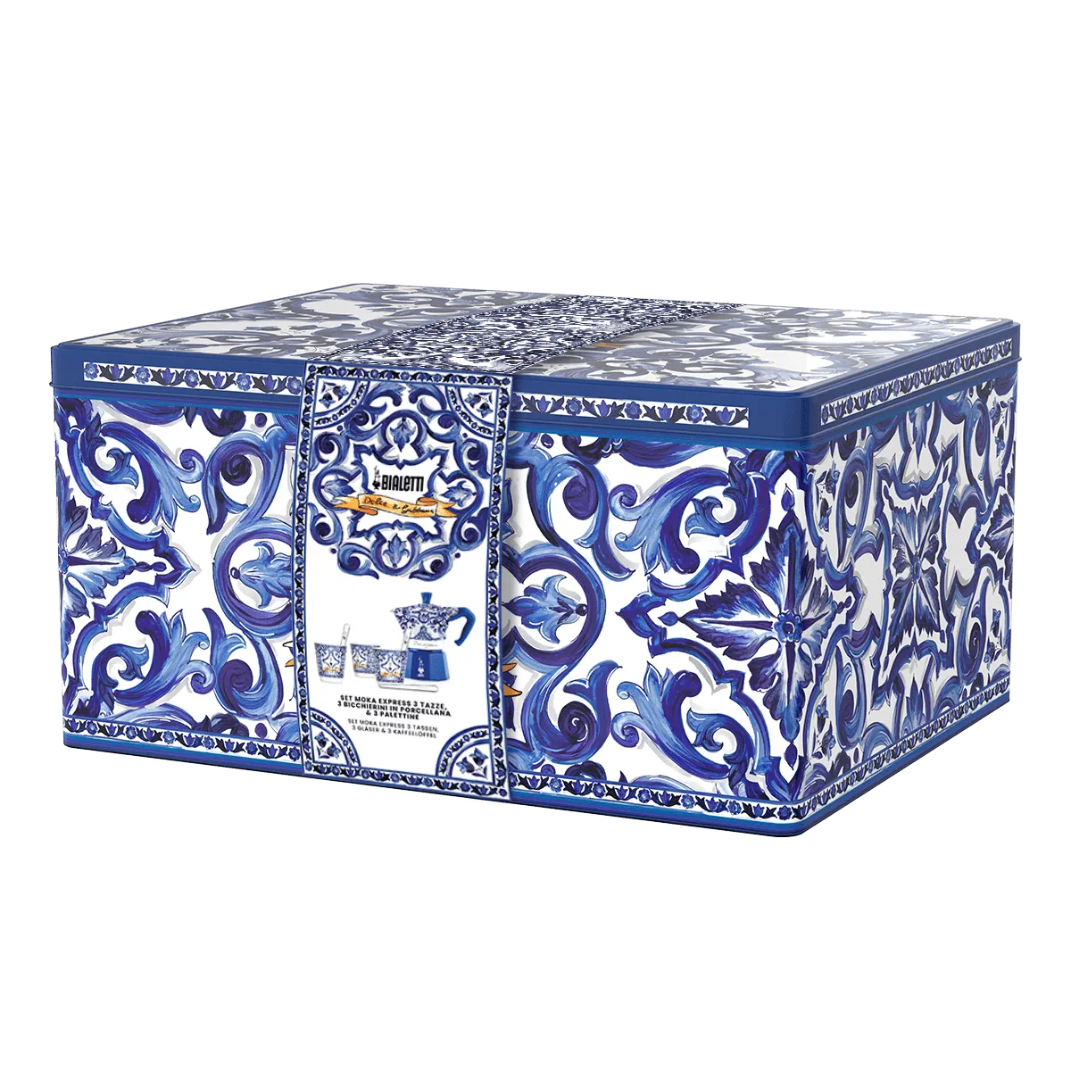Set Moka Express 3 Tazas Blu Mediterraneo Bialetti Dolce&Gabbana