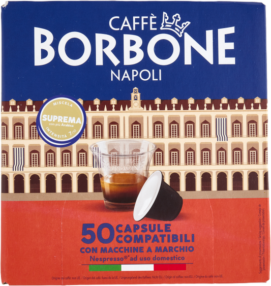 50 cápsulas compatibles NESPRESSO* SUPREMA Caffè Borbone
