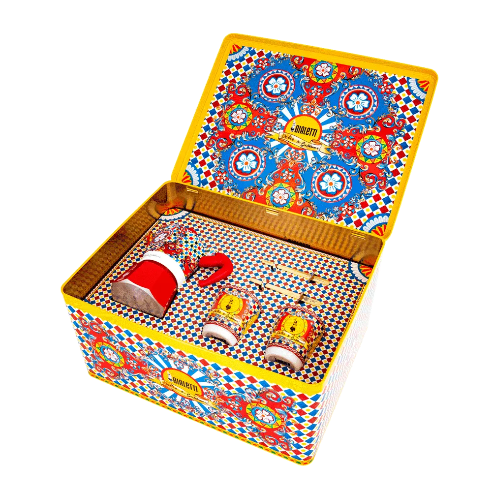 Set Moka Express Carretto Siciliano 2 tazas, Bialetti Dolce&Gabbana