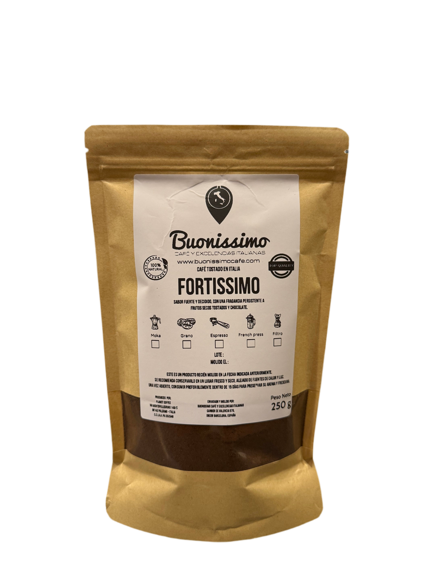 Café molido FORTISSIMO 250 g Buonissimo Café