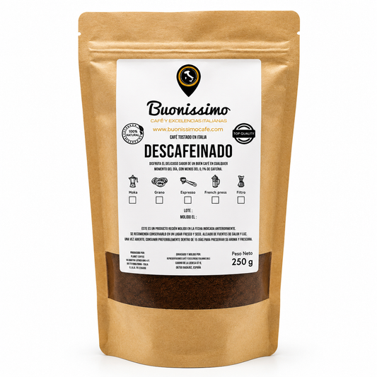 Café molido DESCAFEINADO 250 g Buonissimo Café