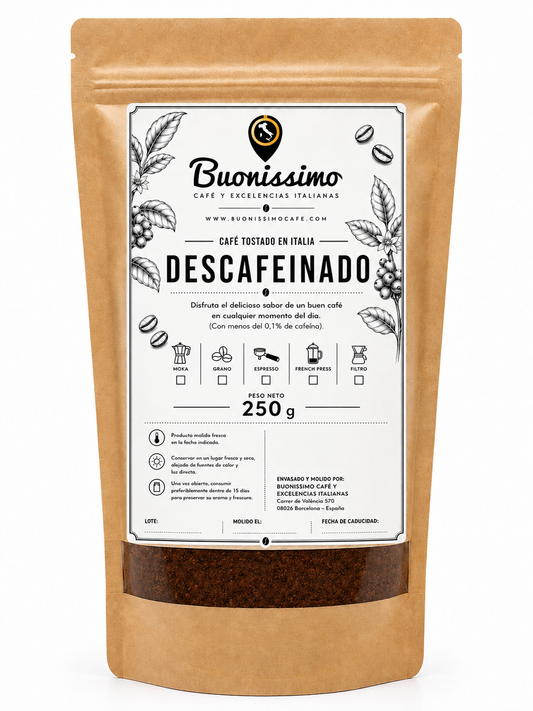 Café molido DESCAFEINADO 250 g Buonissimo Café