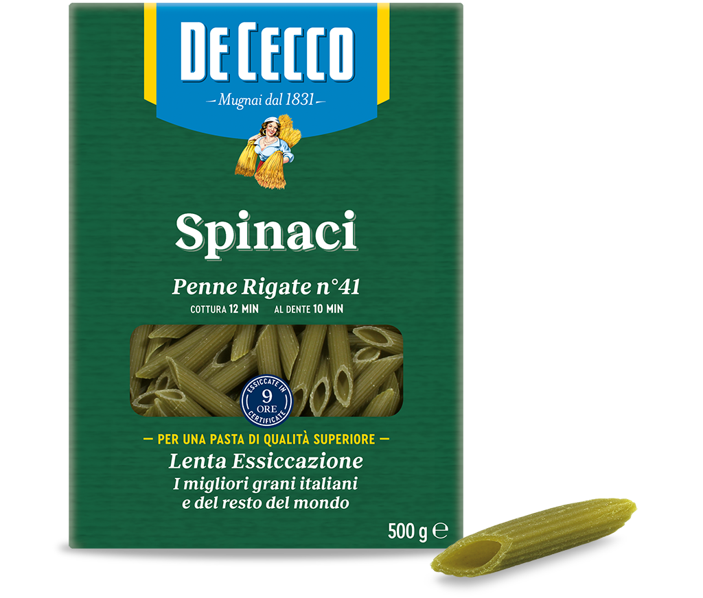 Penne Rigate N 41 con Spinaci De Cecco 500 gr